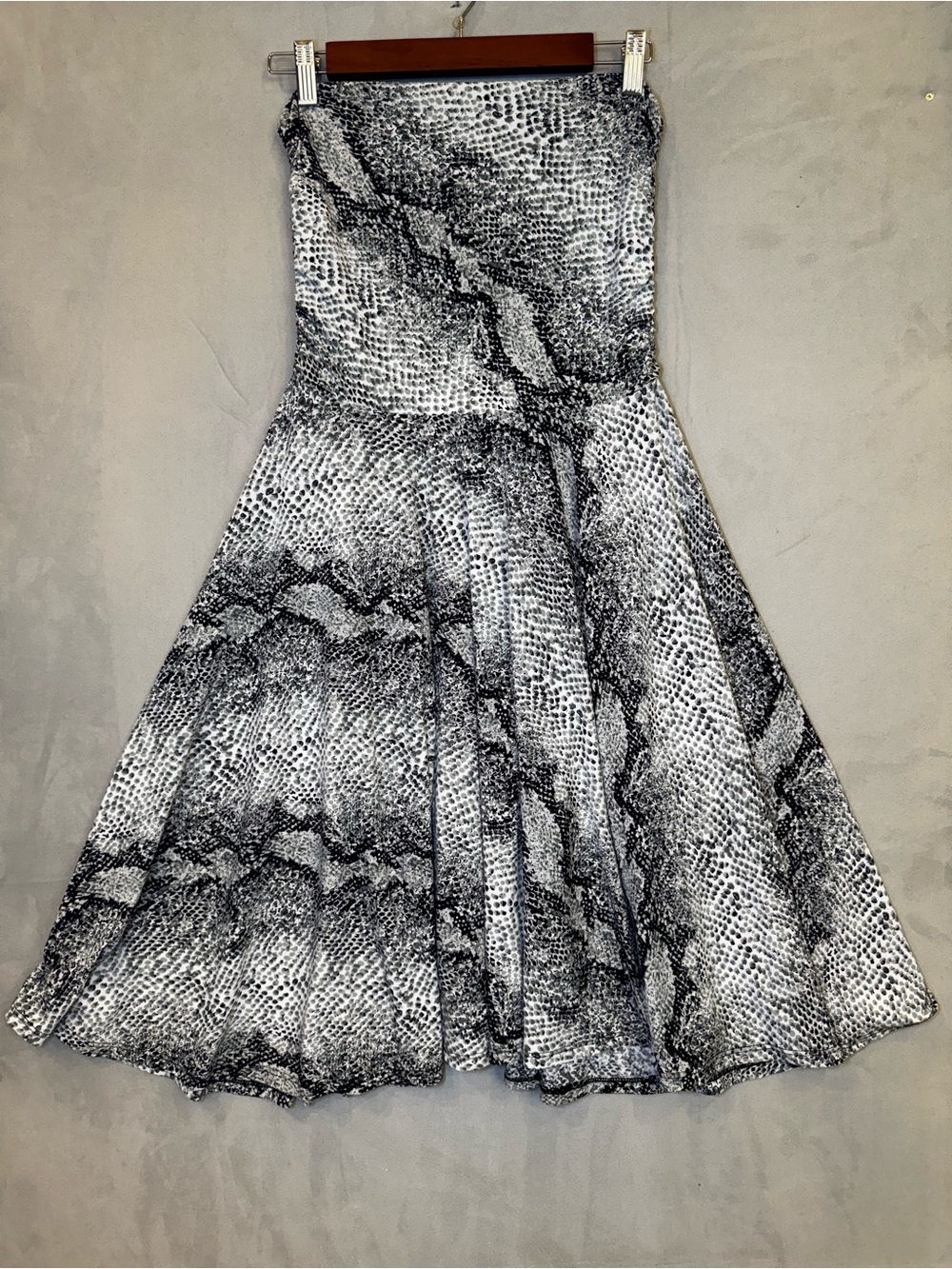 Lapis Dress S Snakeskin Print Strapless Fit Flare Midi Y2K Animal Print